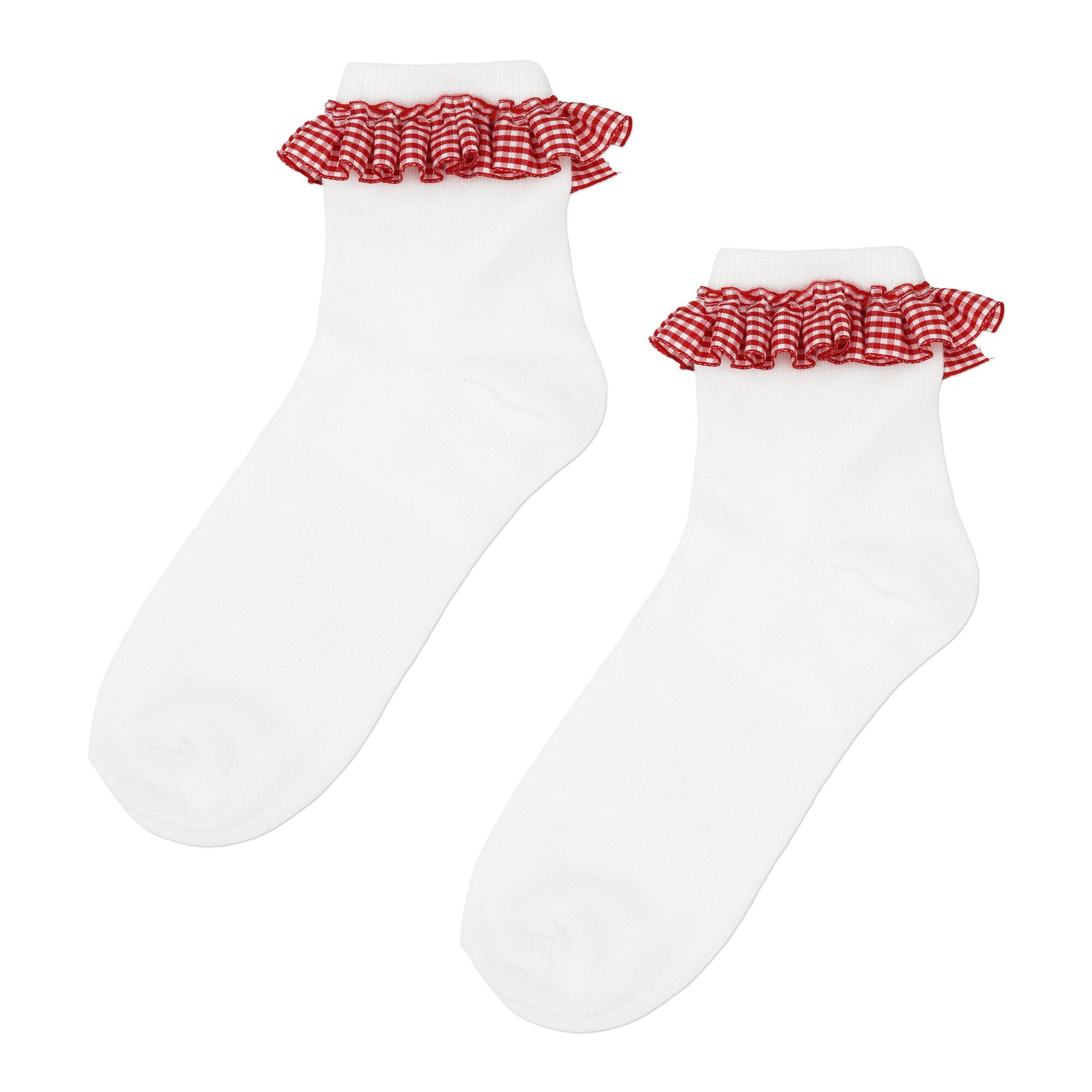 Red Ruffle Ankle Socks by Celebrate It™